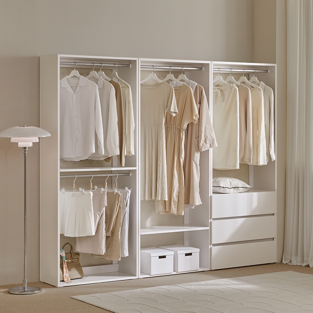 심플리 화이트 드레스룸 1600 시스템 헹거 옷장