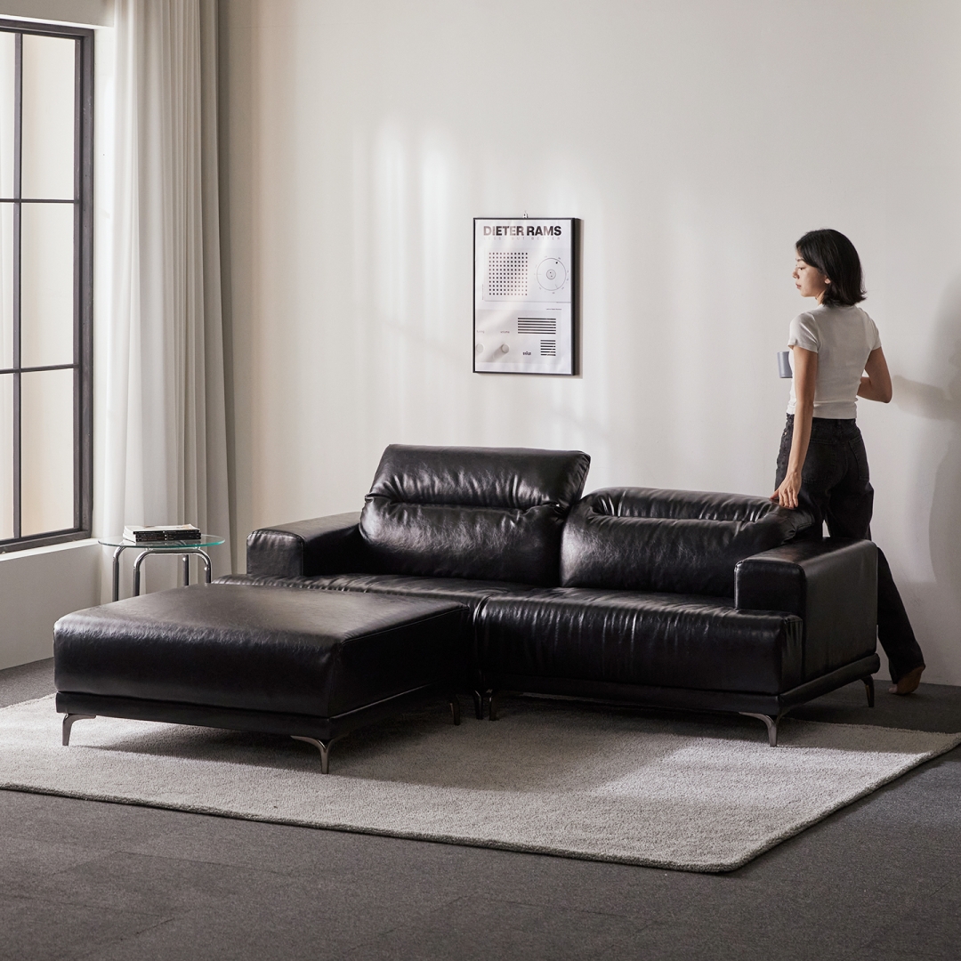 지정일배송/무료설치ㅣ취향의 동백 2060 모듈형 헤드틸팅 가죽 소파 3인