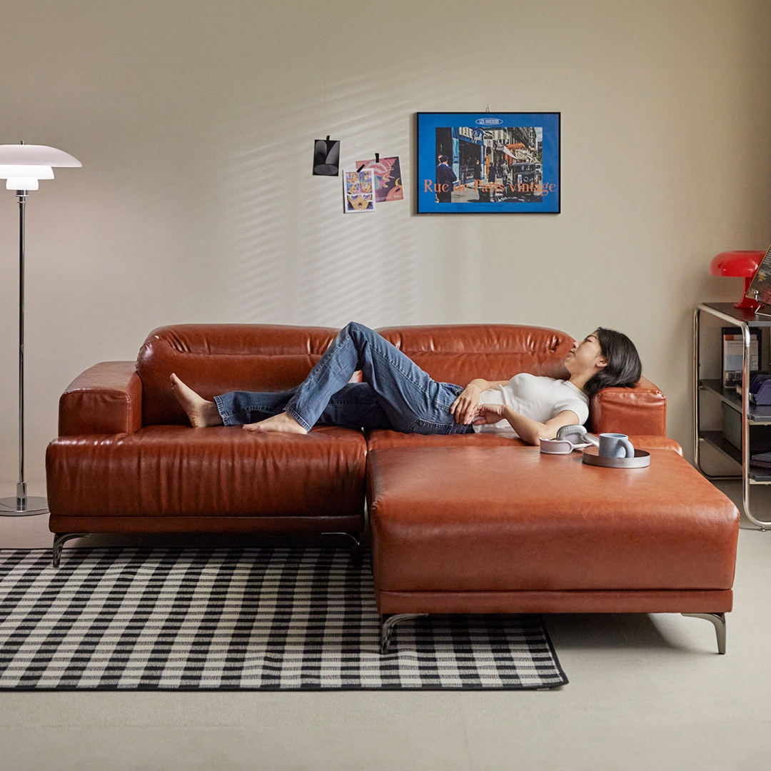 지정일배송/무료설치ㅣ취향의 동백 2060 모듈형 헤드틸팅 가죽 소파 3인