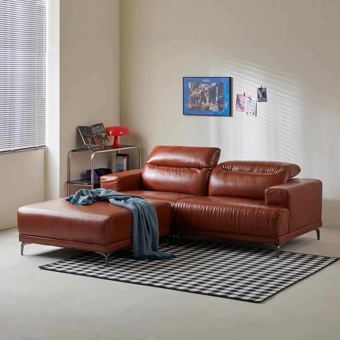 지정일배송/무료설치ㅣ취향의 동백 2060 모듈형 헤드틸팅 가죽 소파 3인