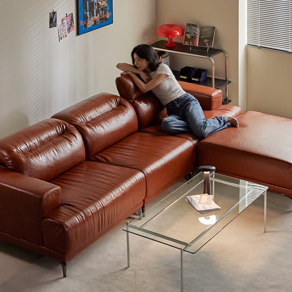 지정일배송/무료설치ㅣ취향의 동백 2860 모듈형 헤드틸팅 가죽 소파 4인