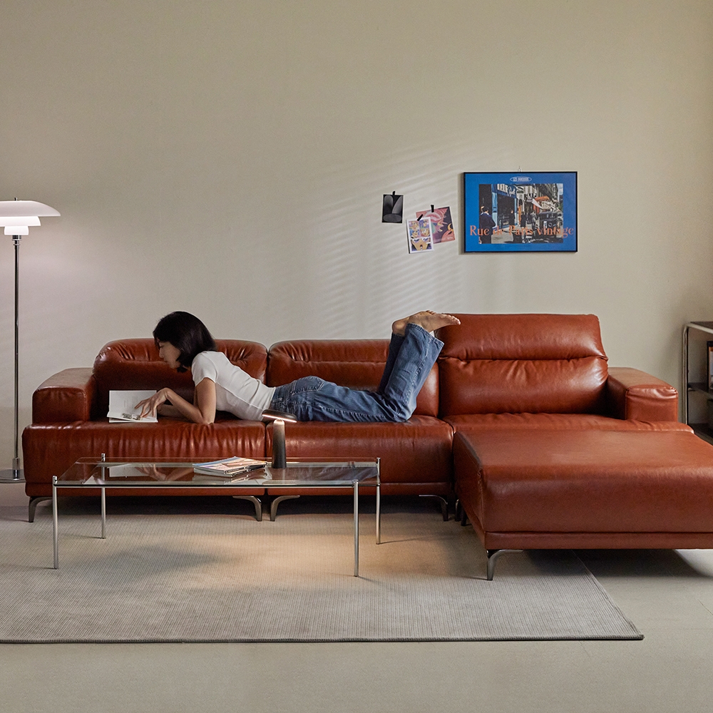 지정일배송/무료설치ㅣ취향의 동백 2860 모듈형 헤드틸팅 가죽 소파 4인