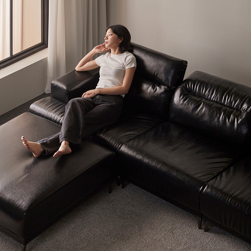 지정일배송/무료설치ㅣ취향의 동백 2860 모듈형 헤드틸팅 가죽 소파 4인