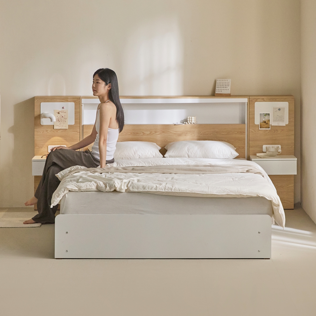 상상의 선유 LED 자석보드 수납 침대 프레임 SS/Q (2color)