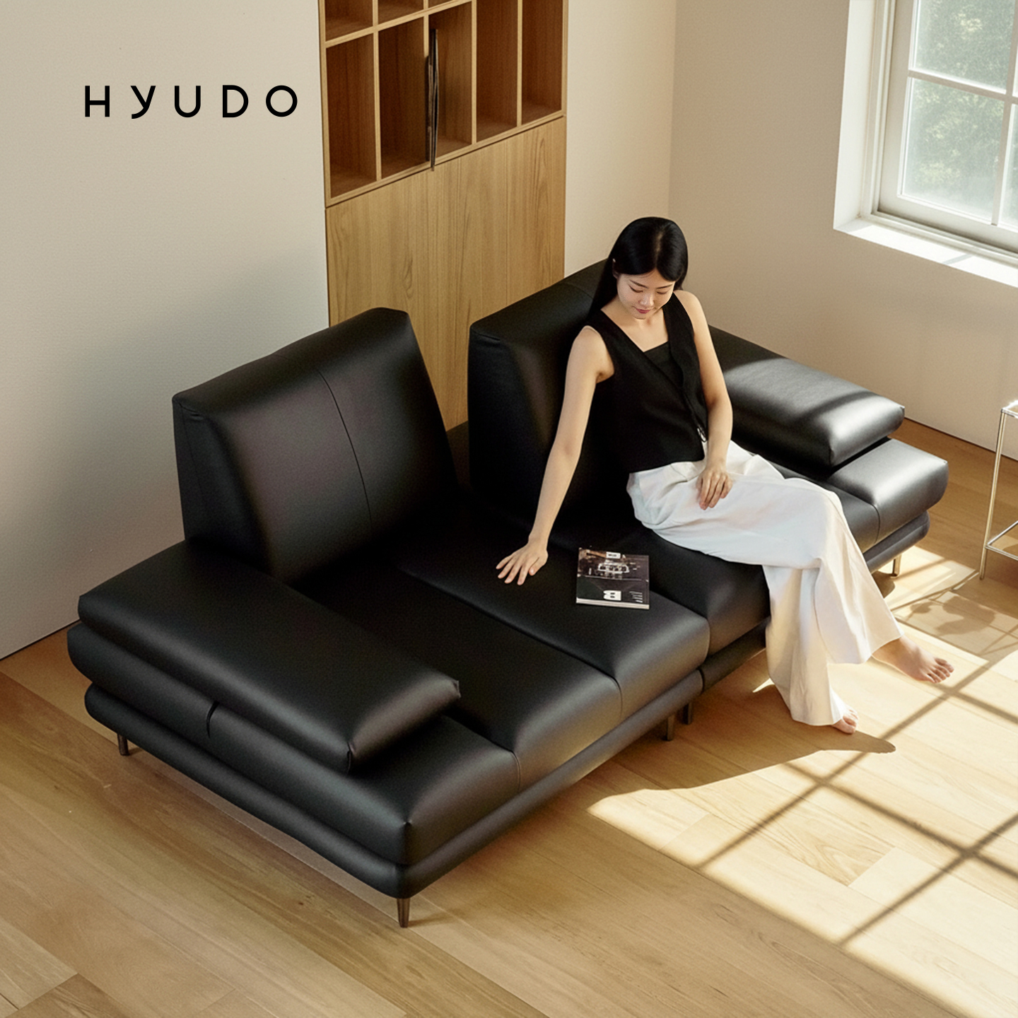 사계의 동백 2100 모듈형 스윙 천연면피 가죽 소파 3인