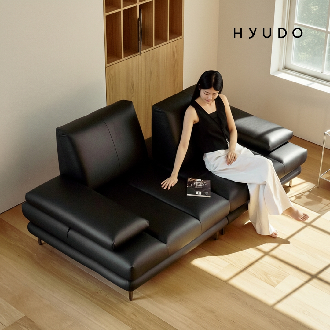 사계의 동백 2100 모듈형 스윙 천연면피 가죽 소파 3인