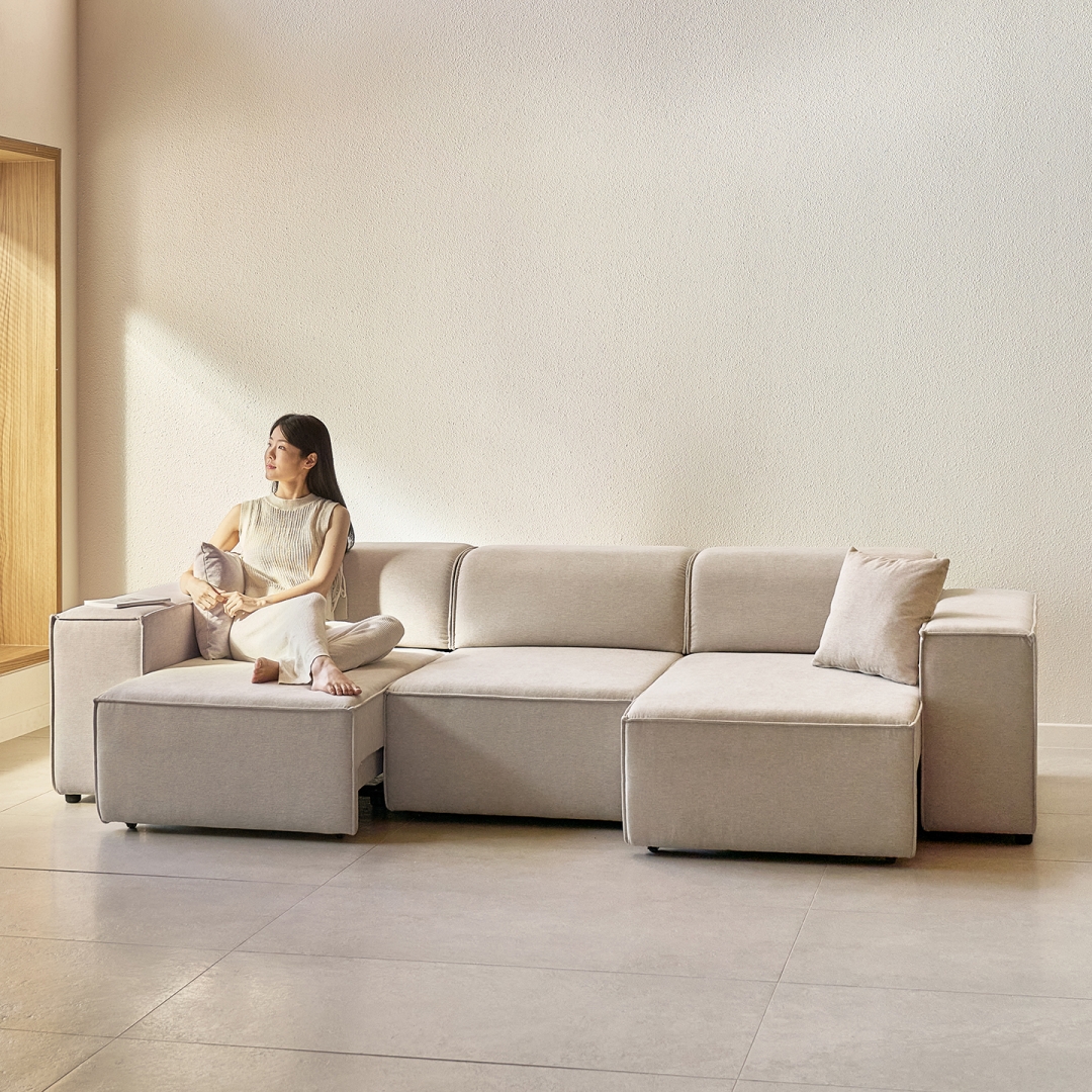 감상의 동백 2100 모션 슬라이딩 리클라이너 패브릭소파 3/4인(쿠션)