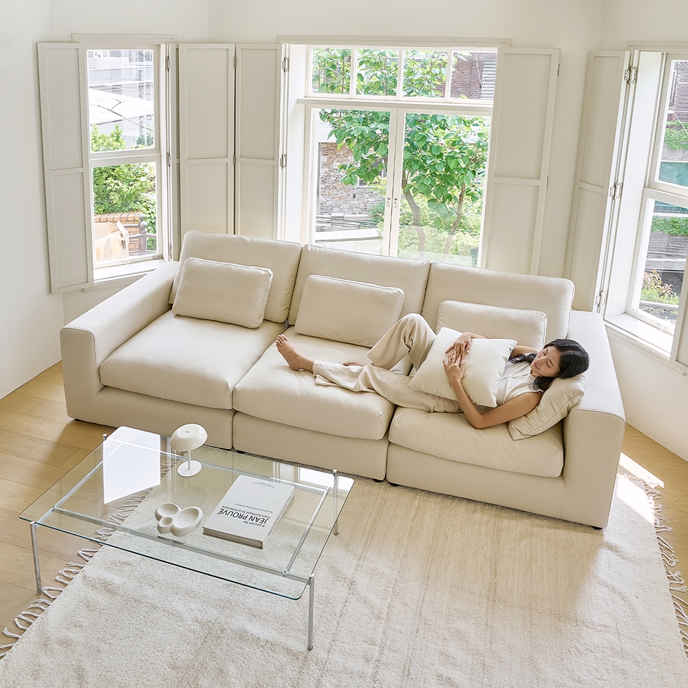 구름의 동백 2900 모듈형 4인용 가죽 소파 (쿠션증정)