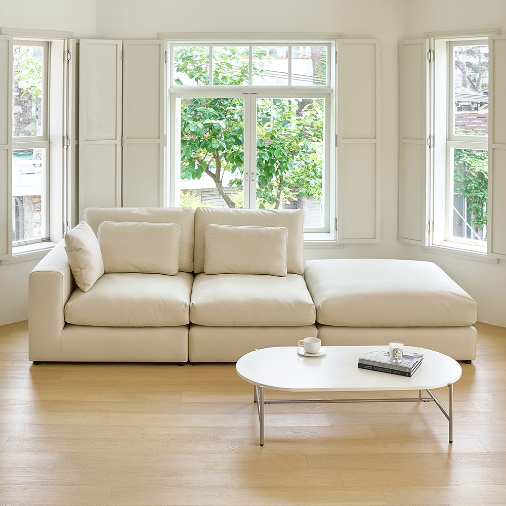 구름의 동백 2900 모듈형 4인용 가죽 소파 (쿠션증정)