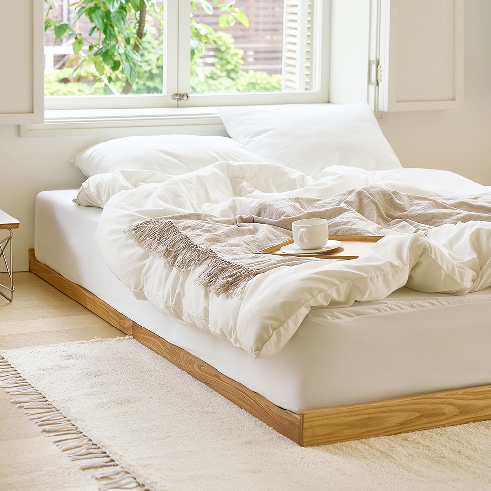 하루의 선유 애쉬 원목 무헤드 저상형 매트리스 깔판 침대 프레임 S/SS/Q