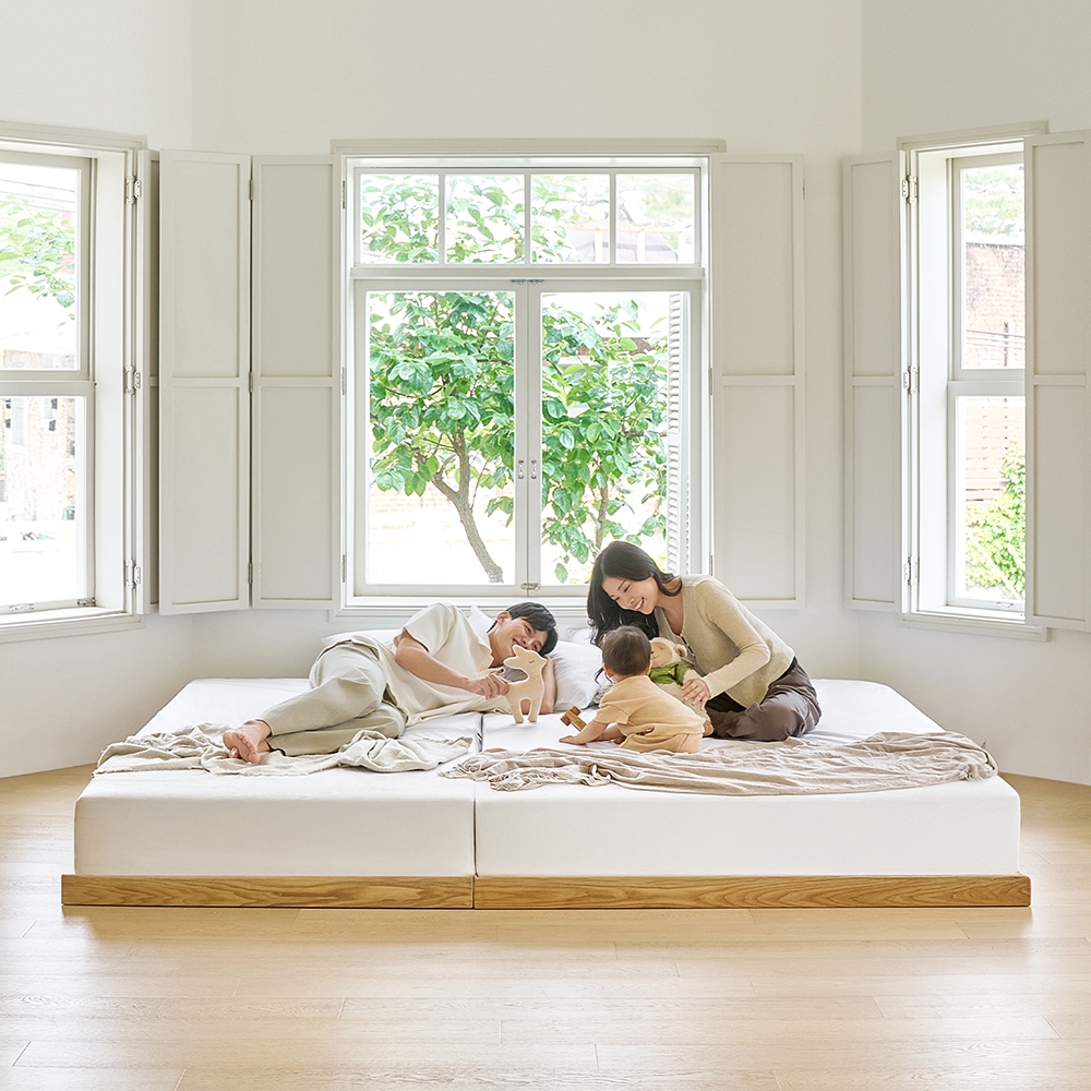 하루의 선유 애쉬 원목 무헤드 저상형 매트리스 깔판 침대 프레임 S/SS/Q