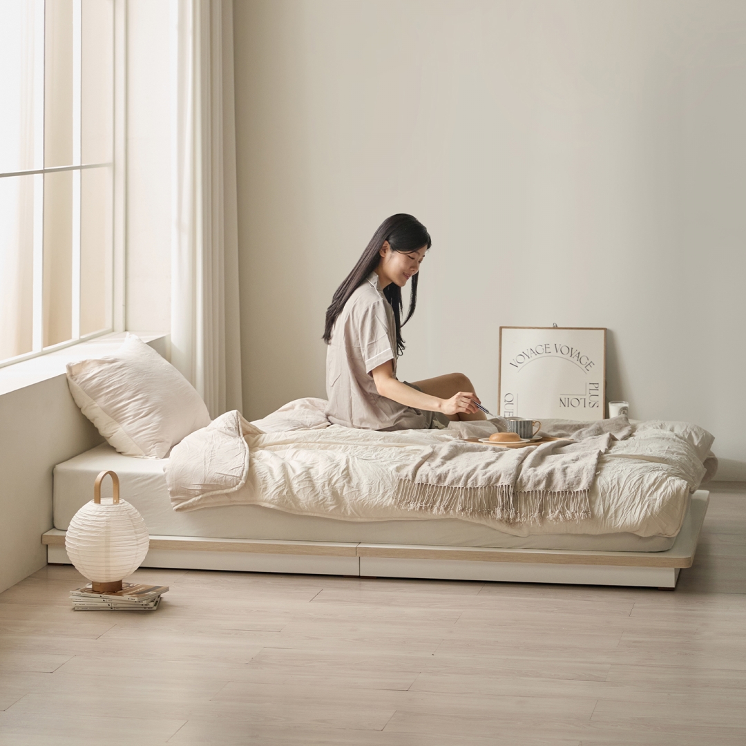 그림의 선유 자작나무 엣지 무헤드 저상형 침대 프레임 S/SS/Q