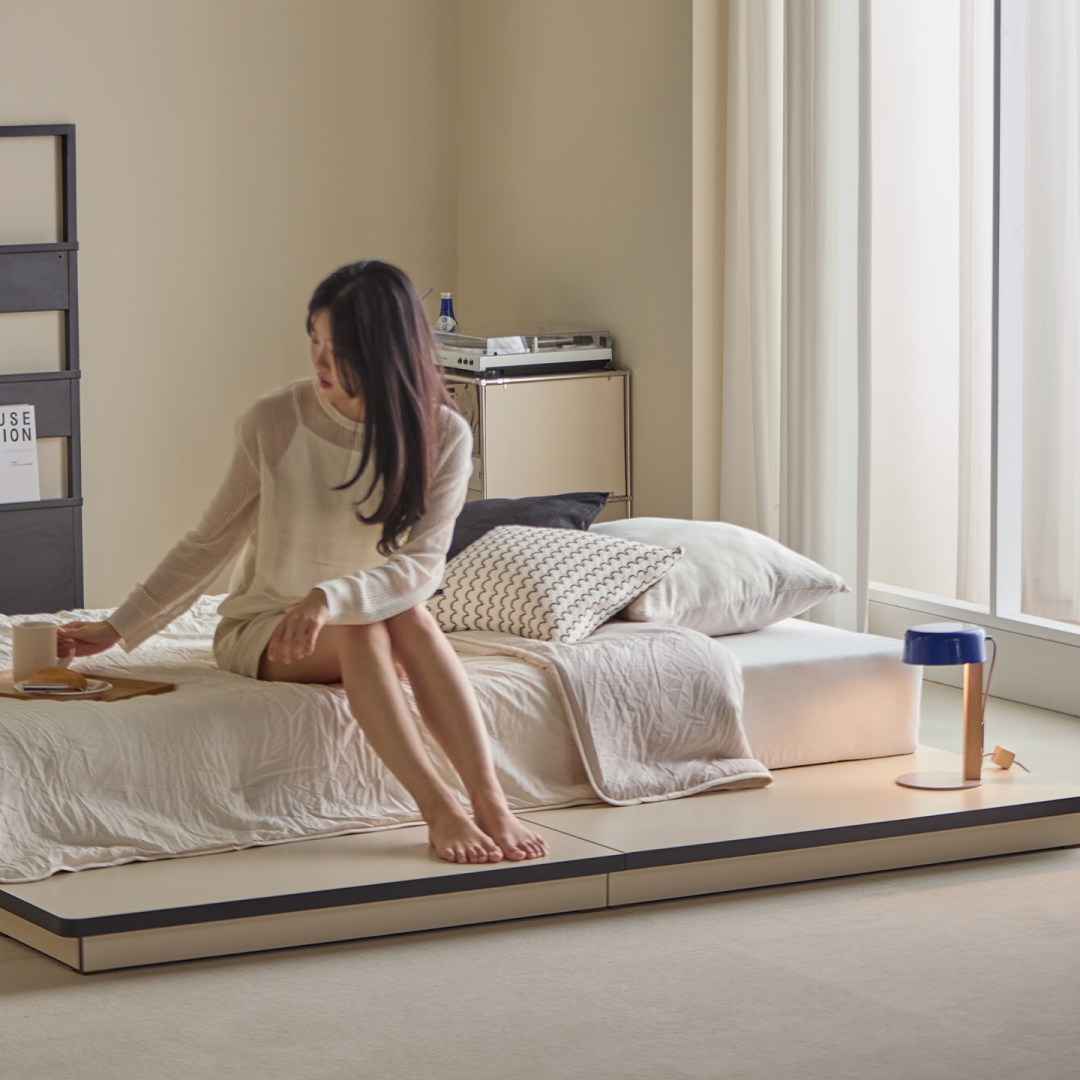 그림의 선유 자작나무 엣지 무헤드 저상형 침대 프레임 S/SS/Q