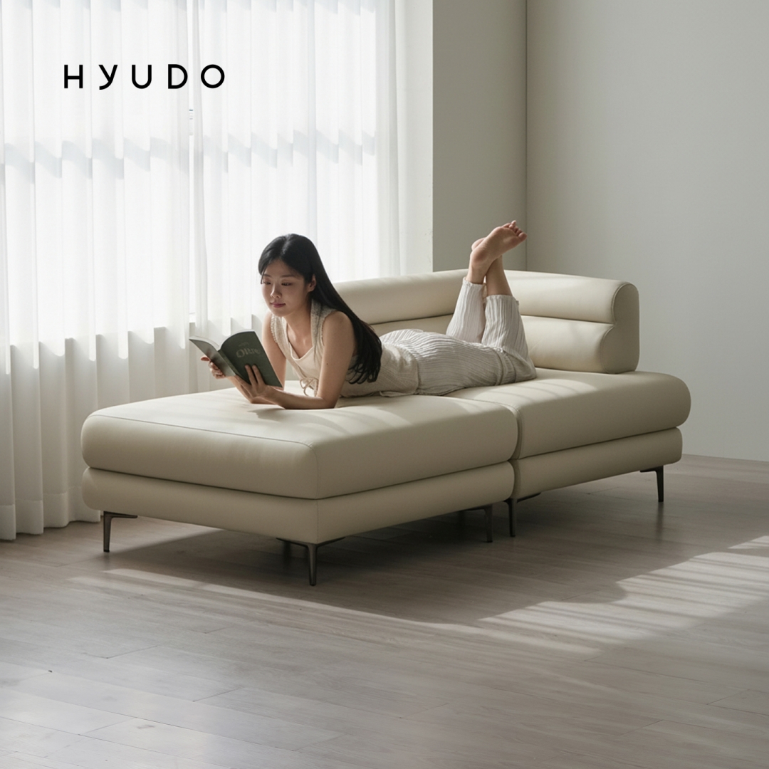 지정일배송ㅣ시간의 동백 1920 모듈형 3인용 천연 면피 가죽 소파 (쿠션증정)