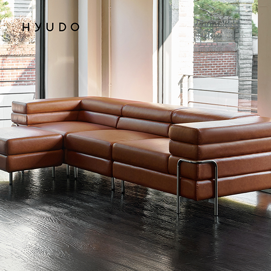 동경의 동백 3120 모듈형 헤드틸팅 4인용 쇼파 천연 면피 가죽 소파 (쿠션증정)