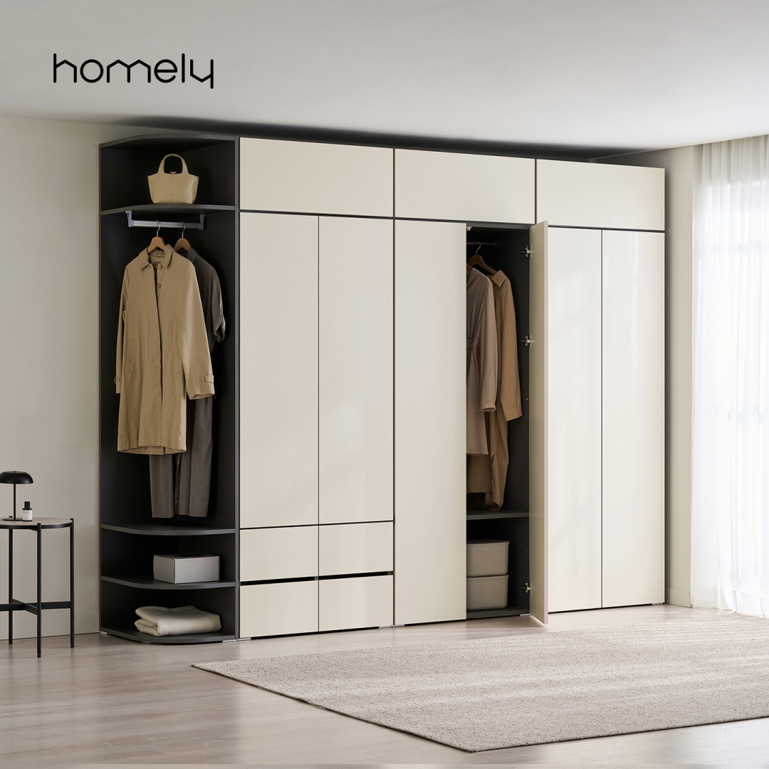 베일리 빅수납 E0 터치 시스템 모듈 행거 옷장 세트 1800