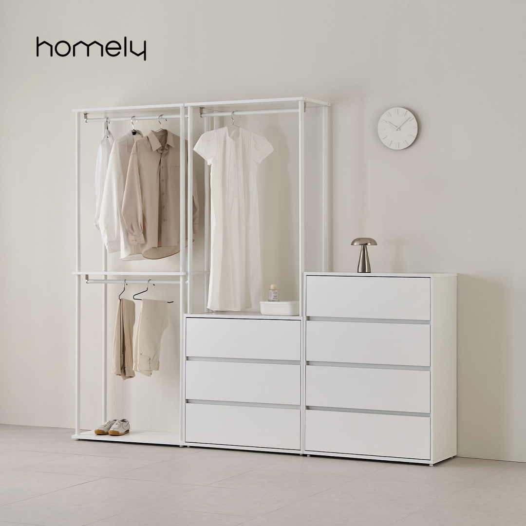 셀렉트 철제 시스템 드레스룸 모듈 서랍 행거 옷장세트 1600