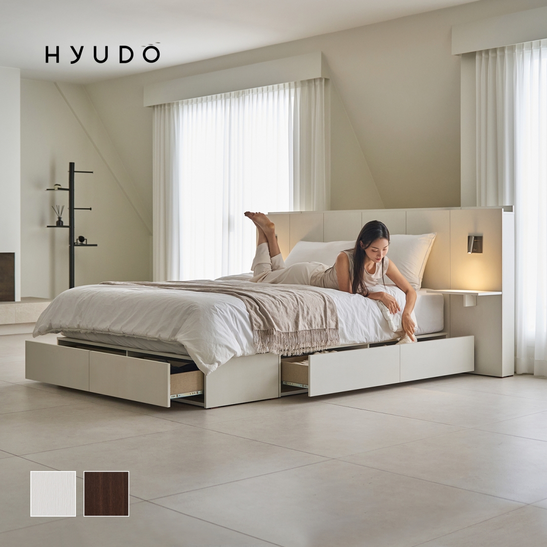 온전한 선유 LED 서랍 호텔 수납 침대 프레임 SS/Q/LK