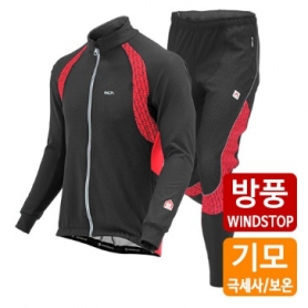 자전거의류세트할인 / 엠씨엔 [SIERRA SET] 시에라 세트 CJL-5015-RED+MT-5015-RED 방풍 상하의 세트