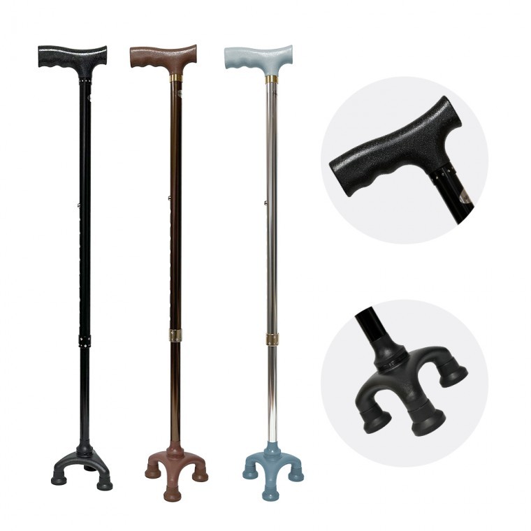 [고급 효도지팡이 3발] 2단 지팡이 고령자 스틱 보행 보조 미끄럼방지 노인지팡이 외출지팡이 HD-02