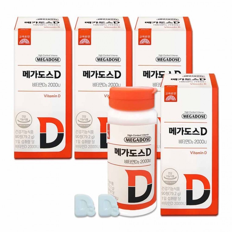 고려은단 메가도스D 2000IU 비타민D3 츄어블 90정 x 4개 (12개월분)