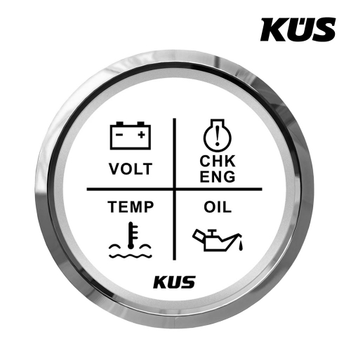 4LED 선외기알람 게이지 / 52mm / 경고,과열,오일압력,전압