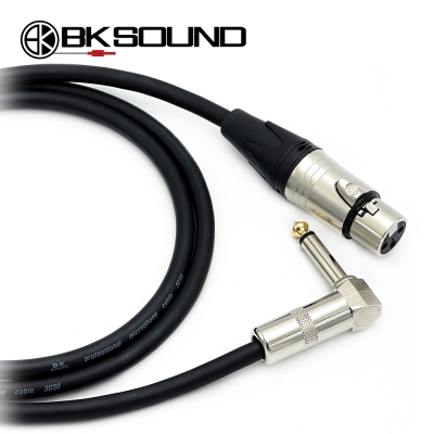 BK3030 BK XLR(암) - 기역자 55 TS(모노) 마이크케이블 제작케이블 국산 고급 BK케이블