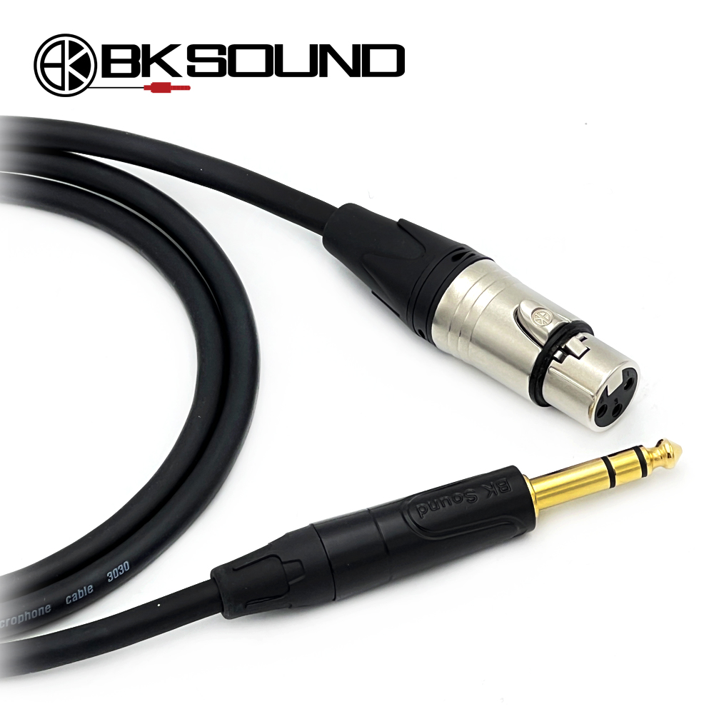 BK3030 BK XLR(암) - 골드팁 55 TRS(스테레오) 케이블 국산 고급 BK케이블 제작케이블