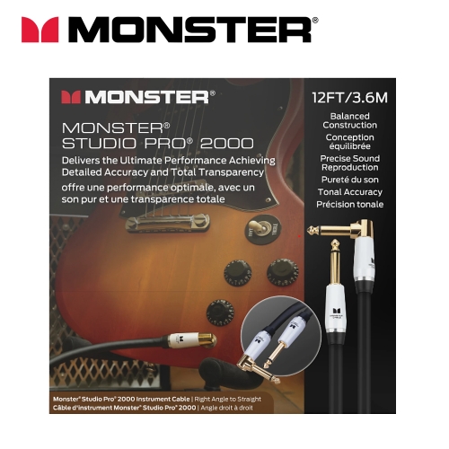 몬스터 Studio PRO2000 기타 케이블 / 3.6M(12ft.) / TS - ㄱTS 모노케이블 / 정식수입품