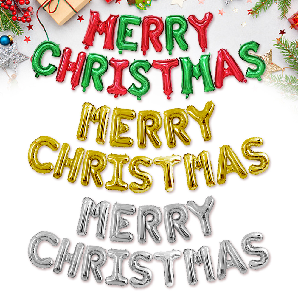 메리 크리스마스 이니셜 은박 풍선 원팩 홈 파티 소품 장식 데코 용품