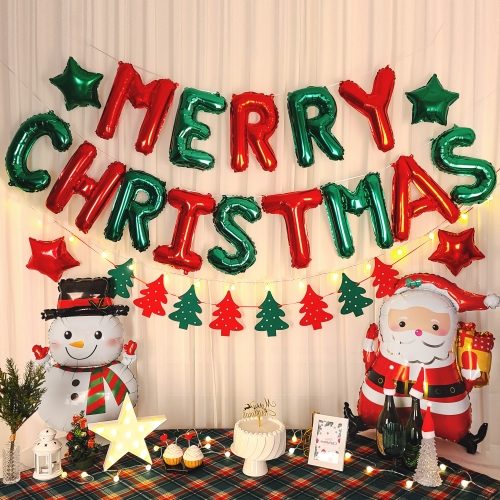 메리 크리스마스 홈 파티 풍선 15종 세트 이니셜 알파벳 산타 눈사람 은박 패키지