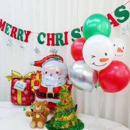 크리스마스 눈사람 풍선 스탠드 세트 장식 홈 파티 연말 소품 데코 용품 크롬실버