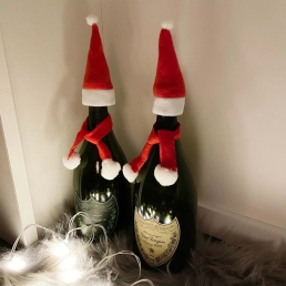 크리스마스 와인 산타 모자 목도리 세트 데코 용품 홈 파티 장식 소품 연말