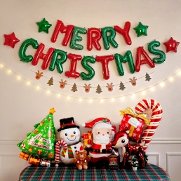 크리스마스 풍선 세트 홈 파티 메리 루돌프 산타 트리 장식 연말 소품 데코 용품