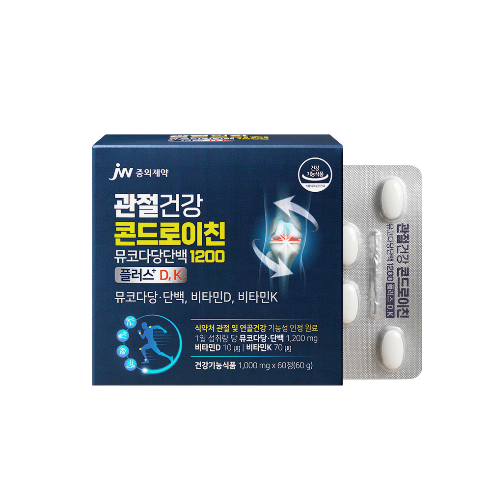 JW중외제약 관절건강 콘드로이친 뮤코다당단백 1200 플러스 D,K x 1박스