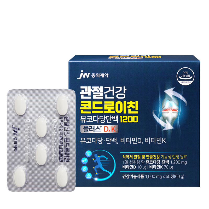 JW중외제약 관절건강 콘드로이친 뮤코다당단백 1200 플러스 D,K x 1박스
