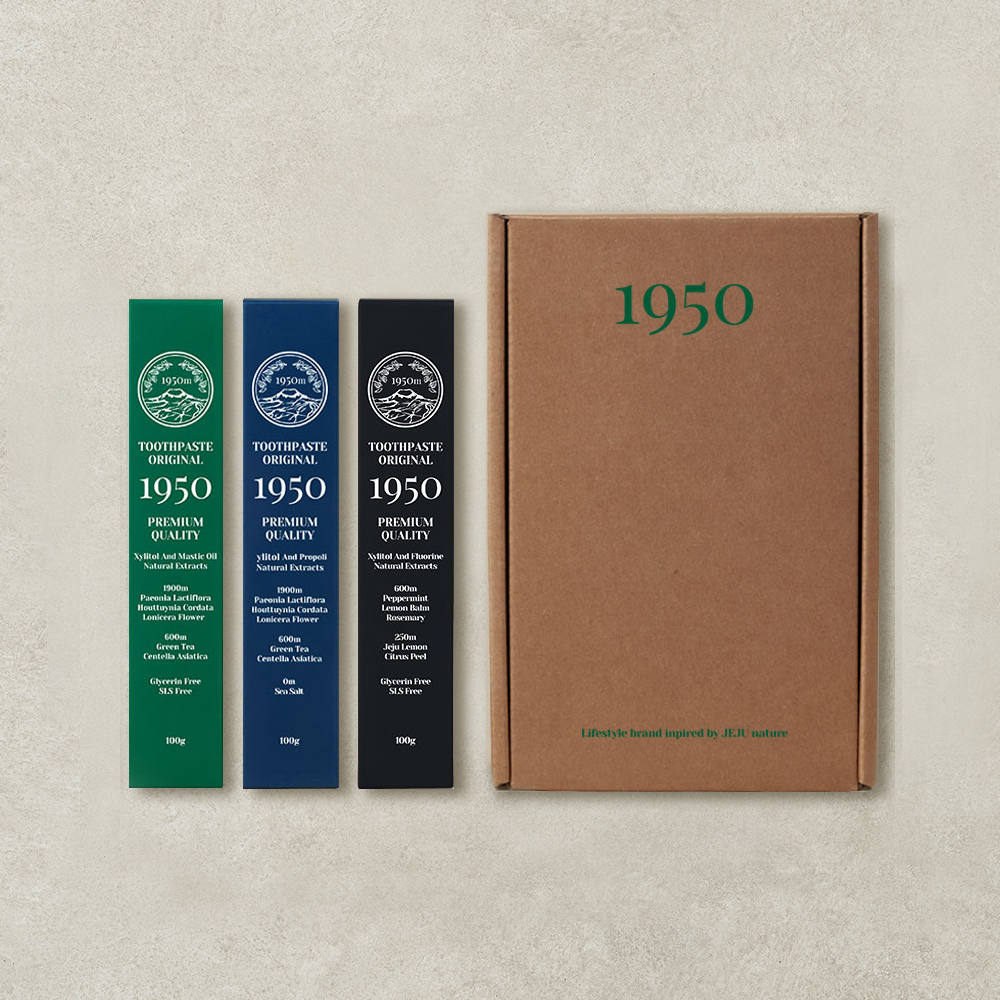 1950 제주 오가닉 치약 올인원 150g 3종 세트 (그린+블루+블랙)