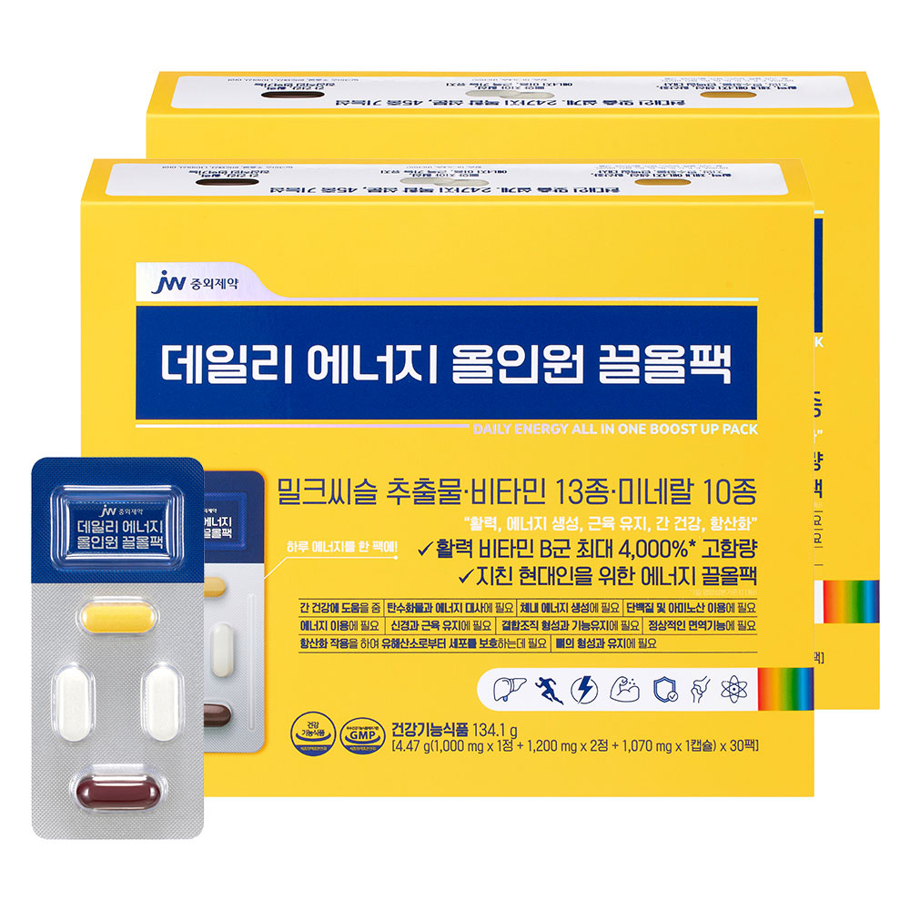 JW중외제약 데일리 에너지 올인원 끌올팩 (30팩) x 2박스
