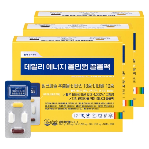 JW중외제약 데일리 에너지 올인원 끌올팩 (30팩) x 3박스