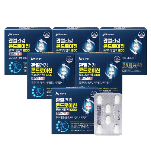 JW중외제약 관절건강 콘드로이친 뮤코다당단백 1200 플러스 D,K x 6박스