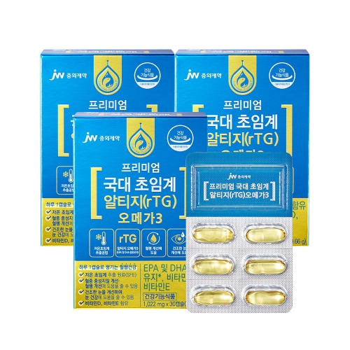 JW중외제약 프리미엄 국대 초임계 알티지 rTG 오메가3 x 3박스