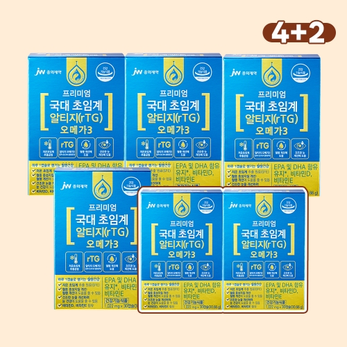 JW중외제약 프리미엄 국대 초임계 알티지 rTG 오메가3 x 6박스
