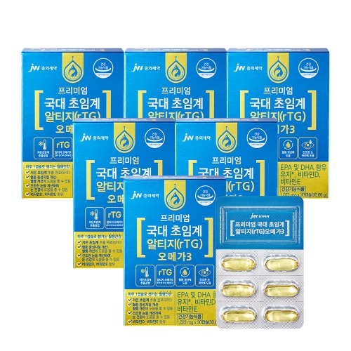 JW중외제약 프리미엄 국대 초임계 알티지 rTG 오메가3 x 6박스