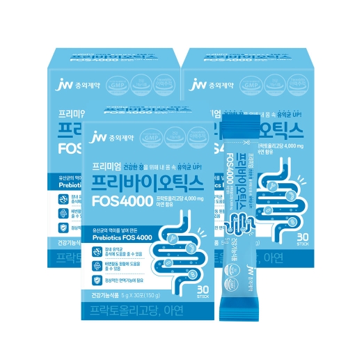 JW중외제약 프리미엄 프리바이오틱스 FOS 4000 30포 x 3박스