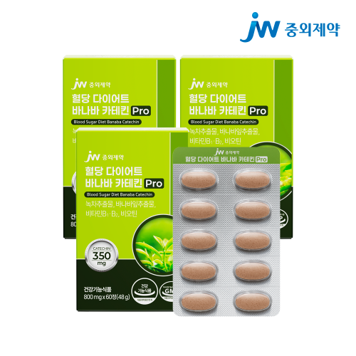 JW중외제약 혈당 다이어트 바나바 카테킨 Pro 30정 x 3박스 (3개월분)