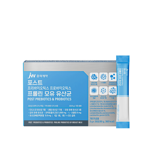 JW중외제약 포스트 프리바이오틱스 프로바이오틱스 프롤린 모유 유산균 30포 x 1박스