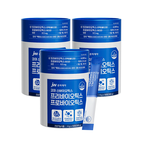 JW중외제약 코어 신바이오틱스 프리바이오틱스 프로바이오틱스 50포 x 3박스