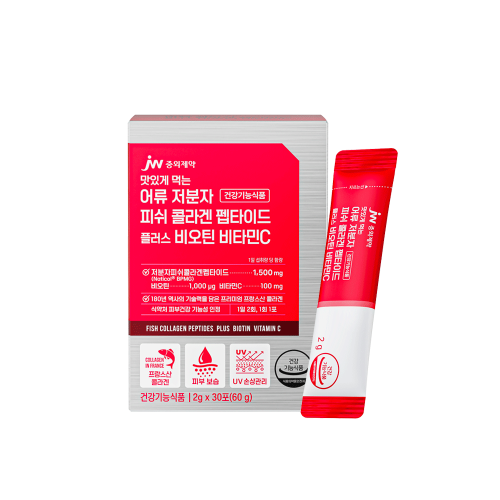 JW중외제약 맛있게 먹는 어류 저분자 피쉬 콜라겐 펩타이드 플러스 비오틴 비타민C 30포 x 1박스