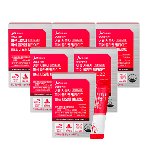 JW중외제약 맛있게 먹는 어류 저분자 피쉬 콜라겐 펩타이드 플러스 비오틴 비타민C 30포 x 6박스