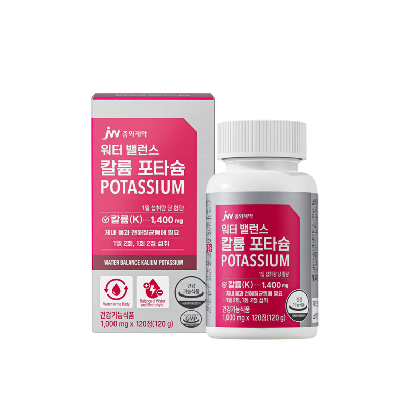 JW중외제약 워터 밸런스 칼륨 포타슘 POTASSIUM 120정